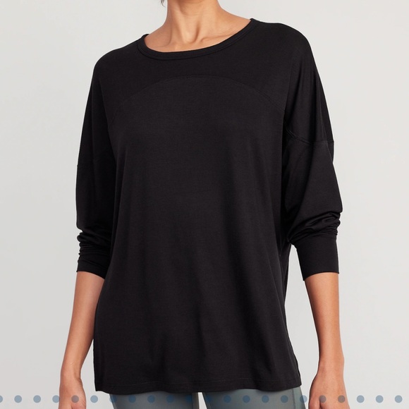 NWT OLD NAVY Oversized Boyfriend Tunic Sweatshirt Color BLACK JACK - Picture 1 of 6